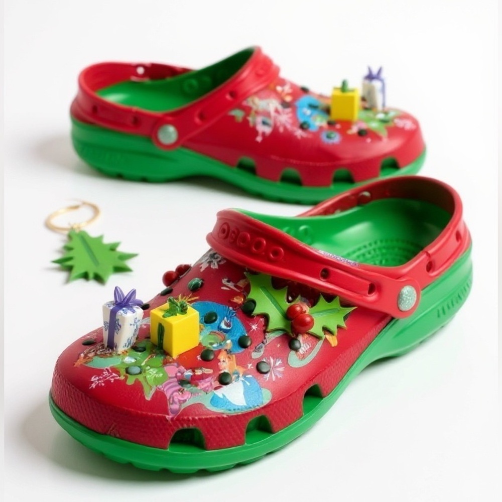 Disney Christmas New Mickey Holiday Crocs Clog Size 12 - Picture 2 of 8